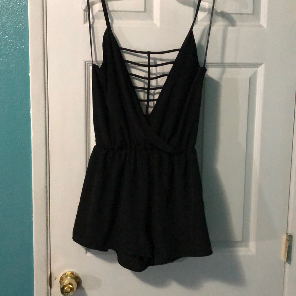 Satin black forever 21 romper